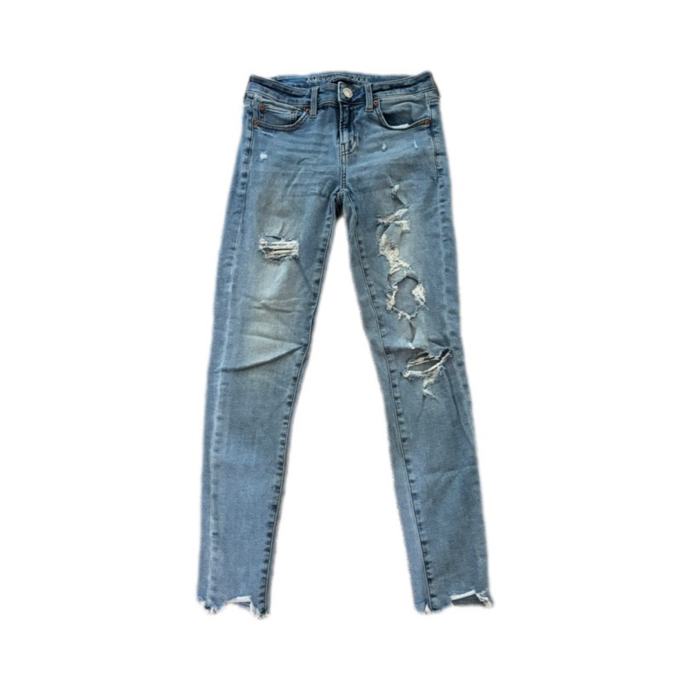American Eagle Outfitters Blue Skinny Distressed Jeans